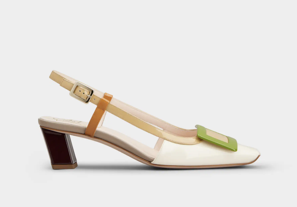 サンダル・ミュール ROGER VIVIER BELLE VIVIER' SLINGBACK Roger Vivier Belle Vivier Slingback Pumps in Off White/Beige